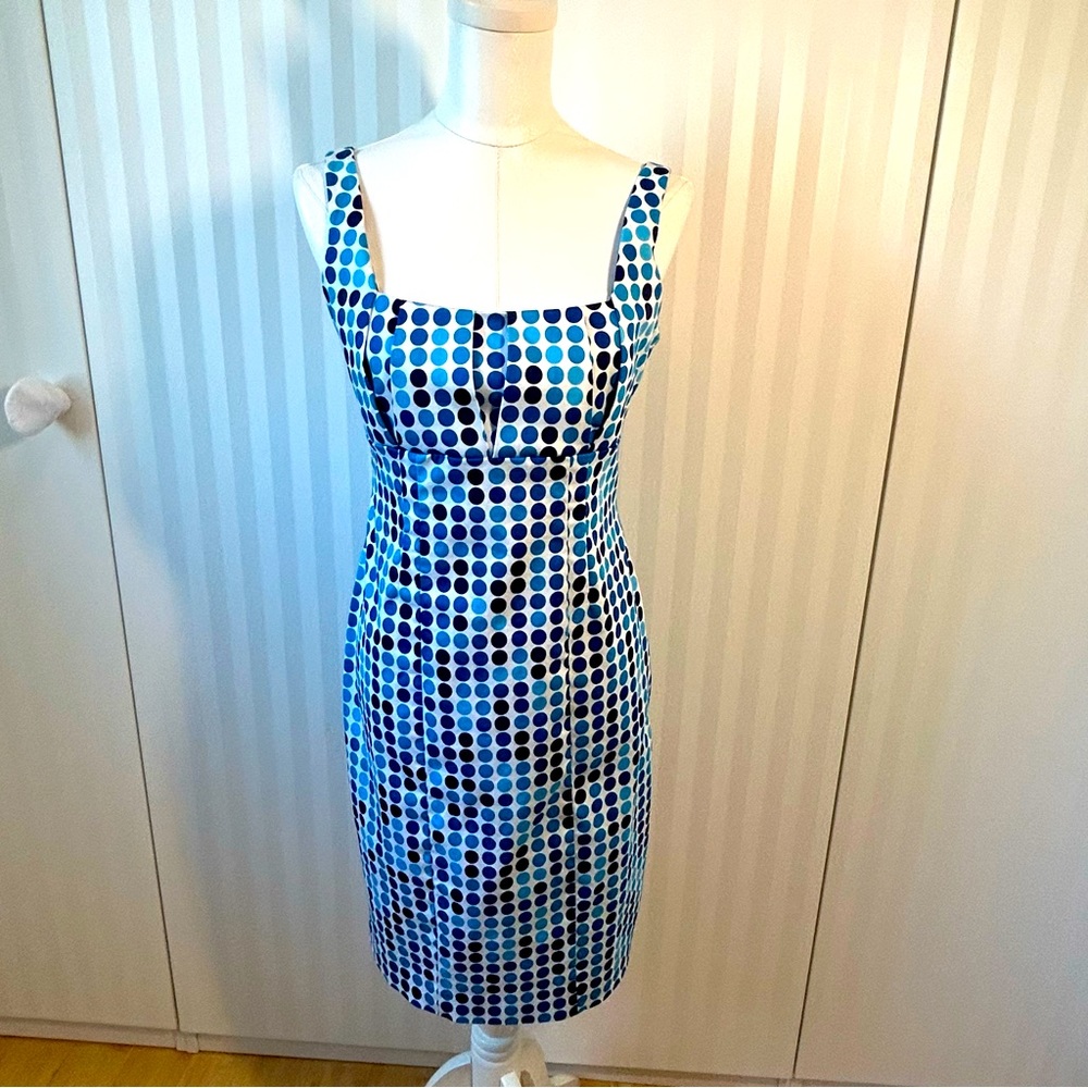 Calvin Klein white blue dot sleeveless dress Size 6